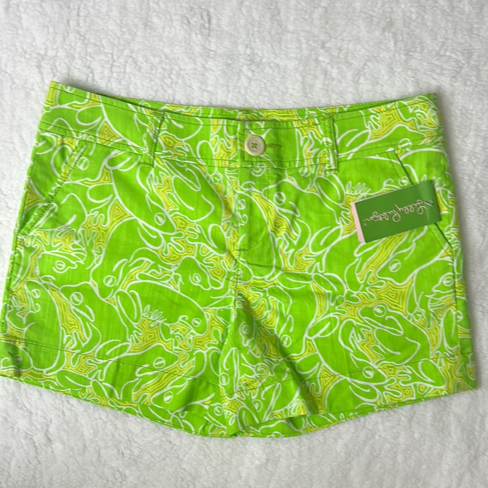 Lilly Pulitzer Green Bermuda Shorts with Tropical Print